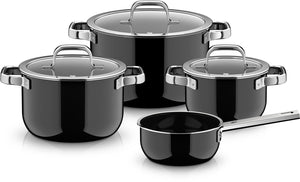 WMF Pannenset Fusiontec 2.0 Mineral Pro Sort 4-delt - Kogepande ø 16, 20, 24 cm & Gryde ø 16 cm