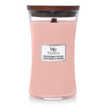 WoodWick Geurkaars Large Pressed Blooms & Patchouli - 18 cm / ø 10 cm - Geurkaars i Glas - Houten Lont