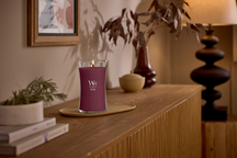 WoodWick Duftlys Large Dark Cherry - 18 cm / ø 10 cm - Duftlys i Glas - Trævæge