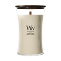 WoodWick Duftlys Large Patchouli Creme - 18 cm / ø 10 cm - Duftlys i Glas - Trævæge