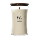 WoodWick Duftlys Large Patchouli Creme - 18 cm / ø 10 cm - Duftlys i Glas - Trævæge