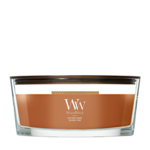 WoodWick Duftlys Ellipse Saffron Smoke - 9 cm / 19 cm - Duftlys i Glas - Trævæge
