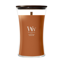 WoodWick Duftlys Large Saffron Smoke - 18 cm / ø 10 cm - Duftlys i Glas - Trævæge