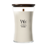 WoodWick Duftlys Large Tonka & Almond Milk - 18 cm / ø 10 cm - Duftlys i Glas - Trævæge