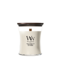 WoodWick Duftlys Medium Tonka & Almond Milk - 11 cm / ø 10 cm - Duftlys i Glas - Trævæge
