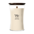 WoodWick Duftlys Large Vanilla & Sea Salt - 18 cm / ø 10 cm - Duftlys i Glas - Trævæge
