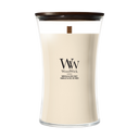 WoodWick Duftlys Large Vanilla & Sea Salt - 18 cm / ø 10 cm - Duftlys i Glas - Trævæge
