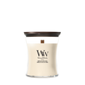 WoodWick Duftlys Medium Vanilla & Sea Salt - 11 cm / ø 10 cm - Duftlys i Glas - Trævæge