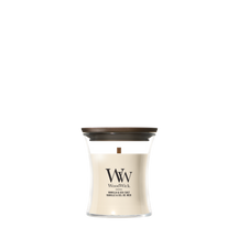 WoodWick Duftlys Mini Vanilla & Sea Salt - 8 cm / ø 7 cm - Duftlys i Glas - Trævæge