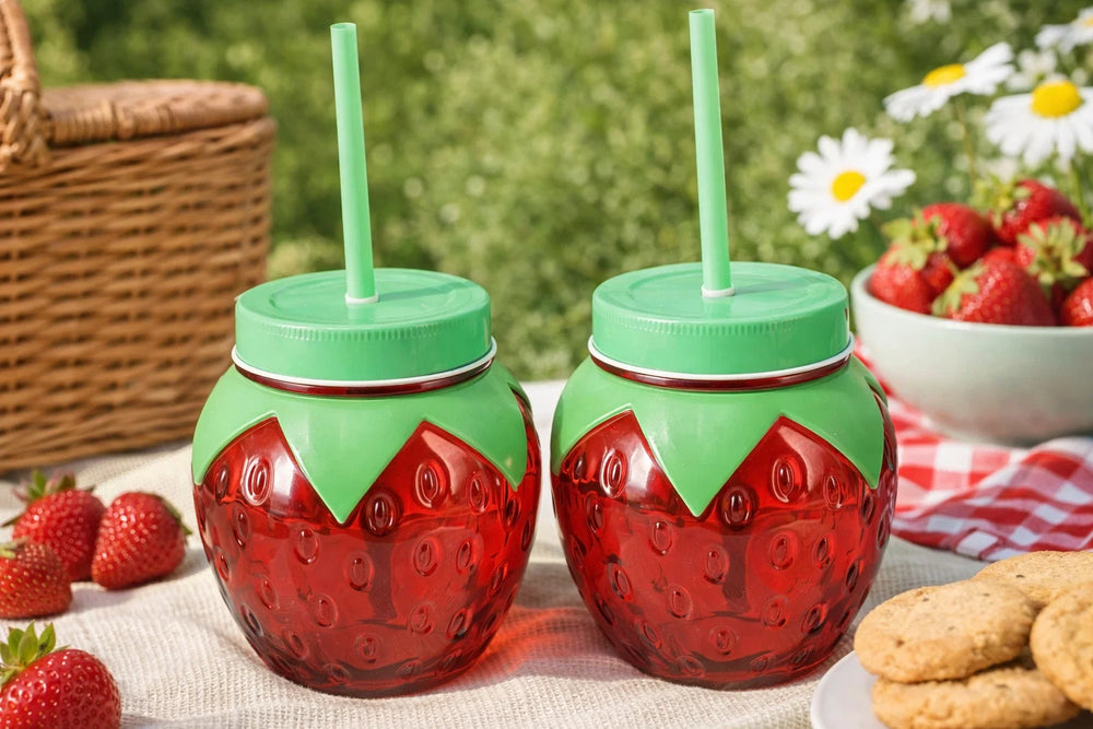 Cookinglife Waterglas Jordbær 2 Styk - Cocktailglas med Sugrør