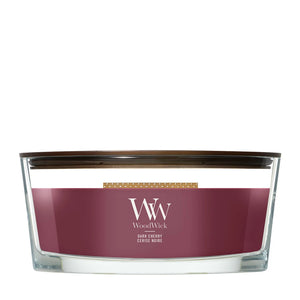 WoodWick Duftlys Ellipse Dark Cherry - 9 cm / 19 cm - Duftlys i Glas - Trævæge