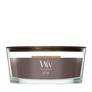 WoodWick Duftlys Ellipse Iris Woods - 9 cm / 19 cm - Duftlys i Glas - Trævæge
