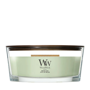 WoodWick Duftlys Ellipse Matcha Zest - 9 cm / 19 cm - Duftlys i Glas - Trævæge