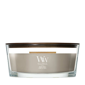 WoodWick Duftlys Ellipse Wood Smoke - 9 cm / 19 cm - Duftlys i Glas - Trævæge