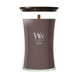 WoodWick Duftlys Large Iris Woods - 18 cm / ø 10 cm - Duftlys i Glas - Trævæge