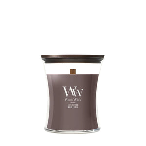 WoodWick Duftlys Medium Iris Woods - 11 cm / ø 10 cm - Duftlys i Glas - Trævæge
