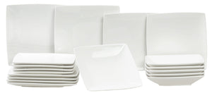 BonBistro Serviesset Yong Squito - Hvid 18-delig / 6 personer - 6 middagstallerkener, 6 dybe tallerkener og 6 flade tallerkener