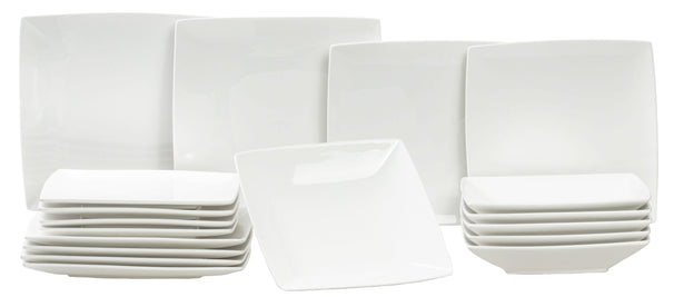 BonBistro Serviesset Yong Squito - Hvid 18-delig / 6 personer - 6 middagstallerkener, 6 dybe tallerkener og 6 flade tallerkener