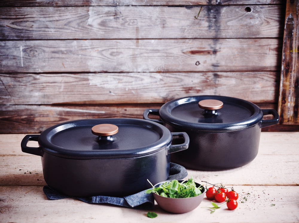 Alva Stegepande med låg - Dutch Oven Nori Gussejern ø 26 cm + Gratis håndtag - emaljeret non-stick belægning