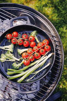 Alva Grillpande / Grillplade Nori ø 28 cm + Gratis Læderhåndtag - egnet til alle varmekilder - emaljeret non-stick belægning