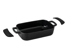 Alva Ovenskål / Braadslede Gietijzer Nori + Gratis Læderhåndtag - 30 x 21 x 8.2 cm - emaljeret non-stick belægning