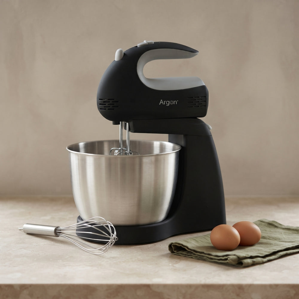 Argon Handmixer Sort - med Stativ og RVS Skål - 300 W