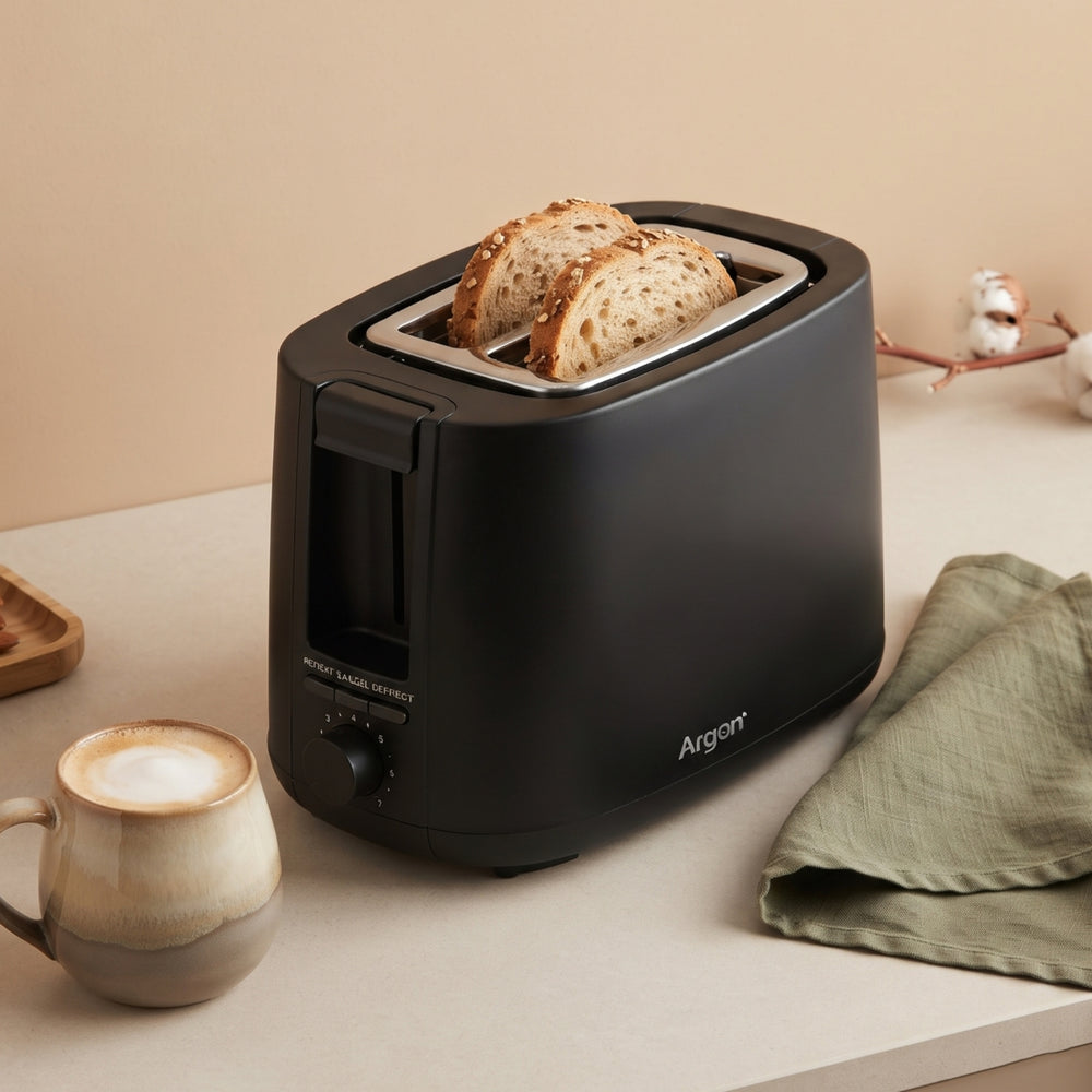 Argon Brødrister Mat Sort - 2 Slots - 750 W