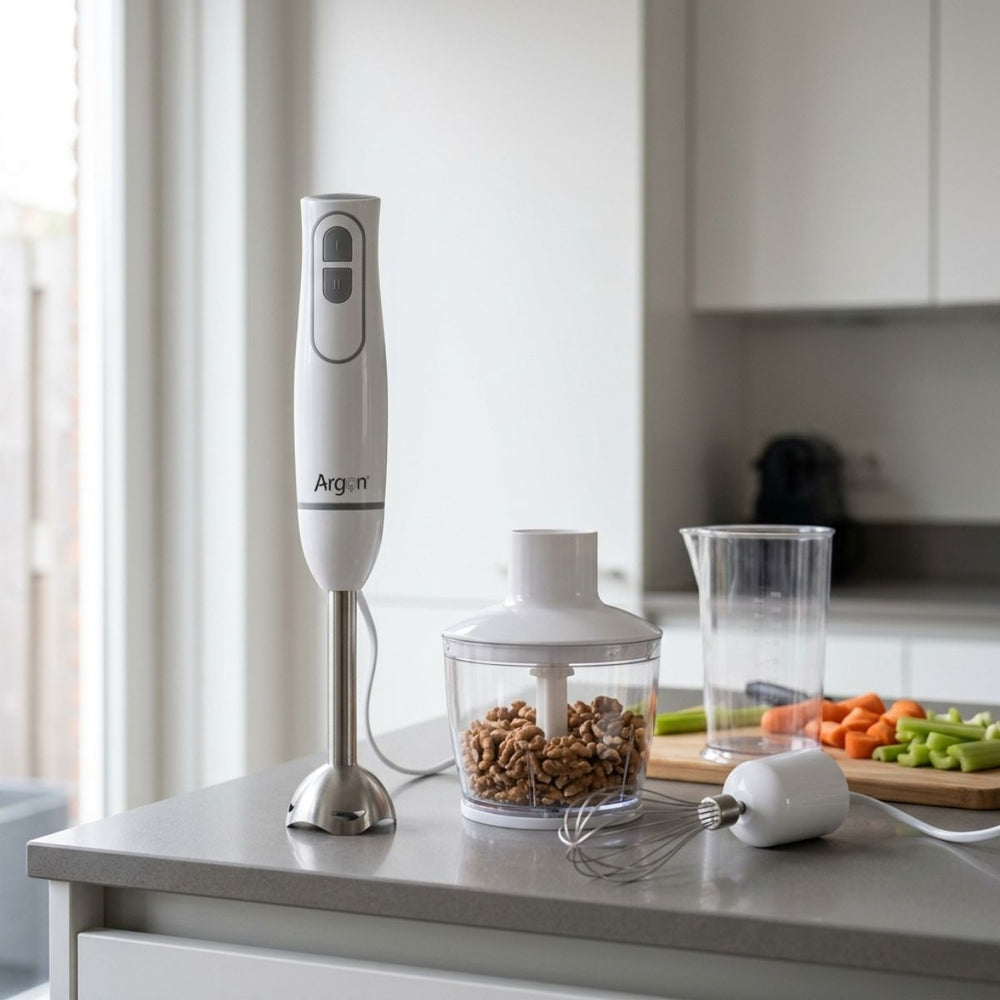 Argon Staafmixerset med Accessoires Hvid - 1000 W