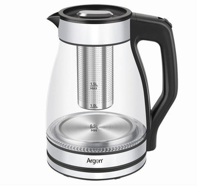 Argon Vandkoger Glas / RVS med Filter - 1.5 Liter - 1500 W