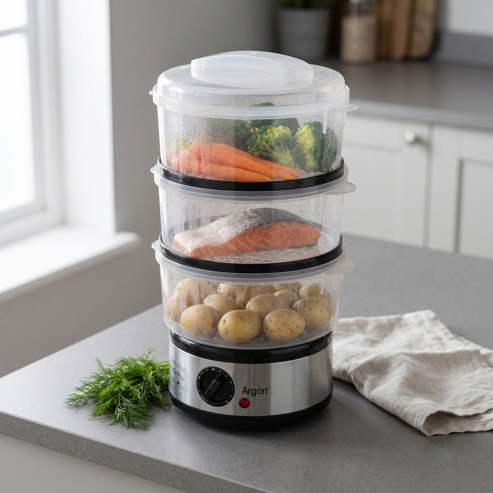 Argon Dampsk cooker RVS - 3 lag - 2,5 liter - 500 W