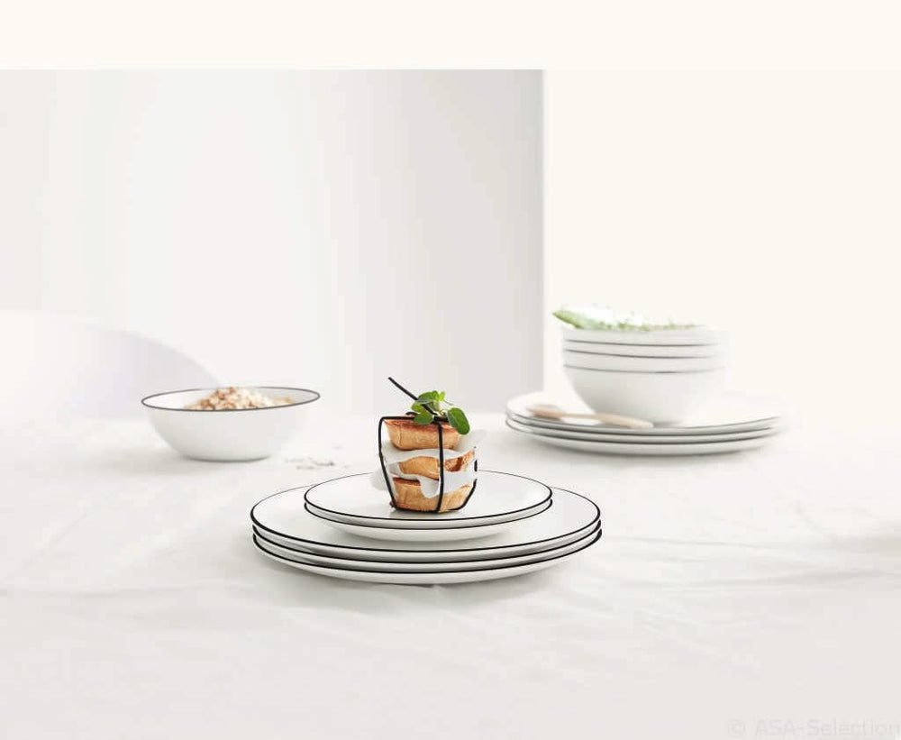 ASA Selection Dybe Tallerkener / Pastatallerkener A Table Ligne Noire ø 22 cm - 4 Stykker