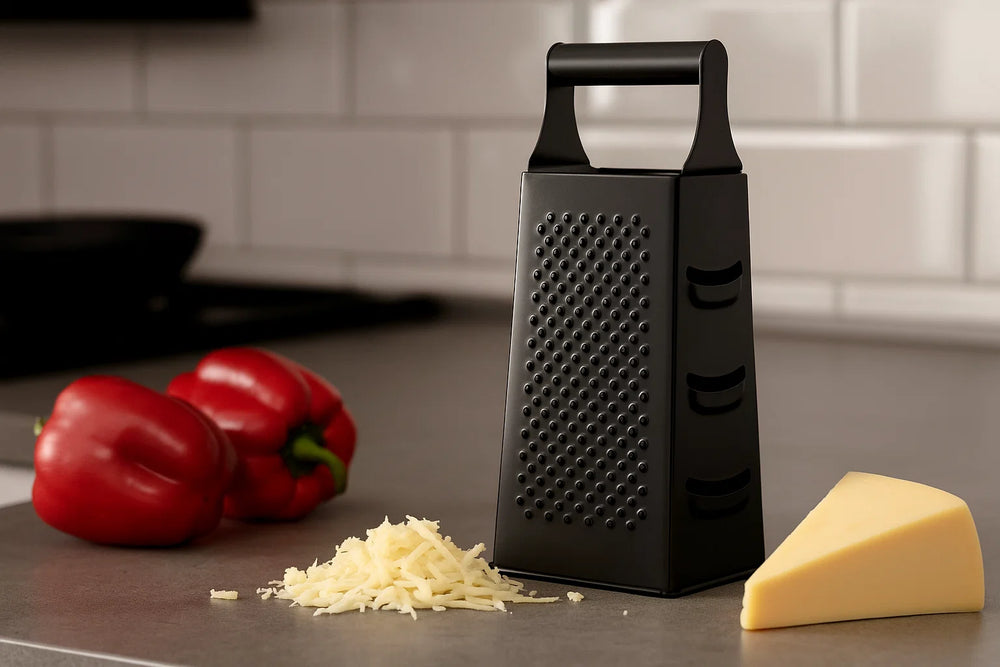 Cookinglife Køkkenredskabssæt Sort - 6-delt - Torenrasp, Knoflookpers, Blikåbner, Pizzaskærer, Osteskærer & Is-ske