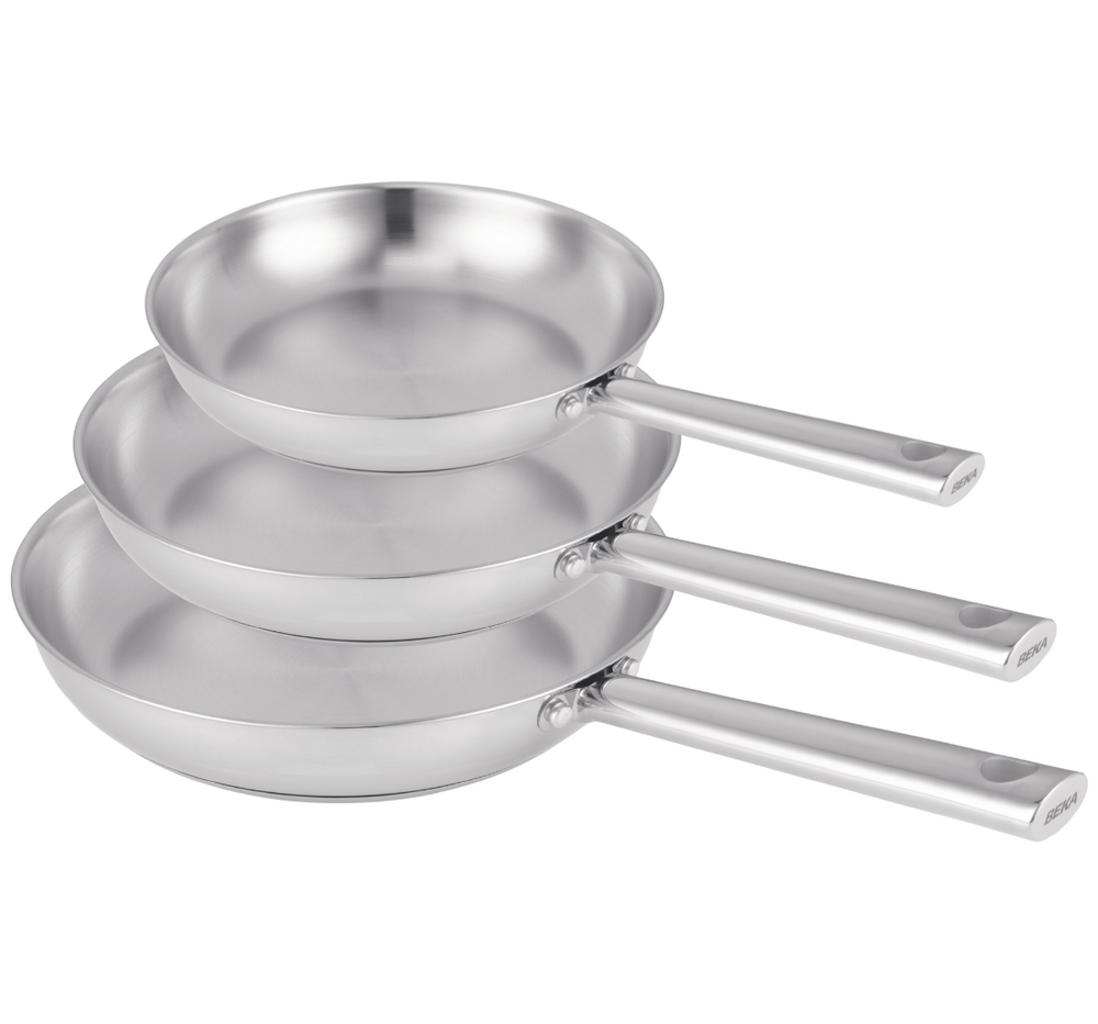 Beka Stegepand sæt Cicla RVS 3-delt ø 20, 24 & 28 cm - egnet til alle varmekilder - uden non-stick belægning