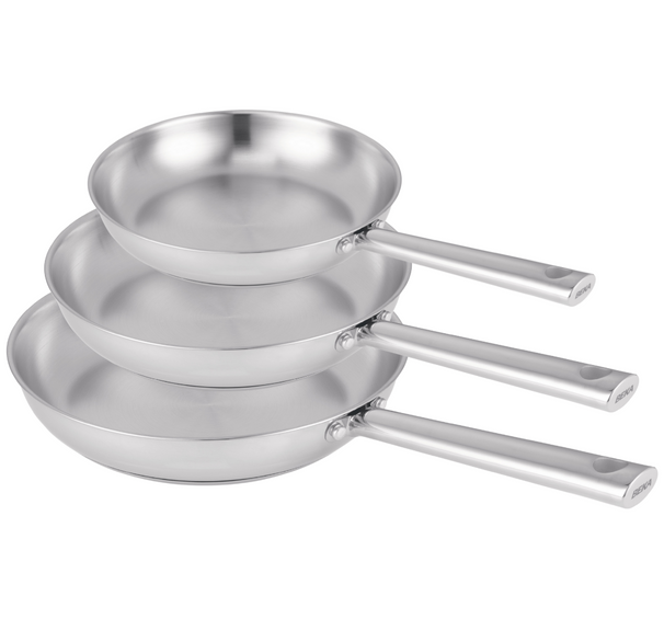 Beka Stegepand sæt Cicla RVS 3-delt ø 20, 24 & 28 cm - egnet til alle varmekilder - uden non-stick belægning