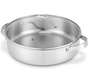 Beka Hapjespan / Sauteerpan med 2 sidestænger & glaslåg Cicla ø 28 cm - egnet til alle varmekilder - uden non-stick belægning