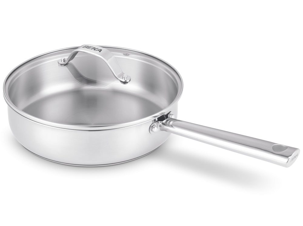 Beka Hapjespan / Sauteerpan med glaslåg Cicla ø 24 cm - egnet til alle varmekilder - uden non-stick belægning