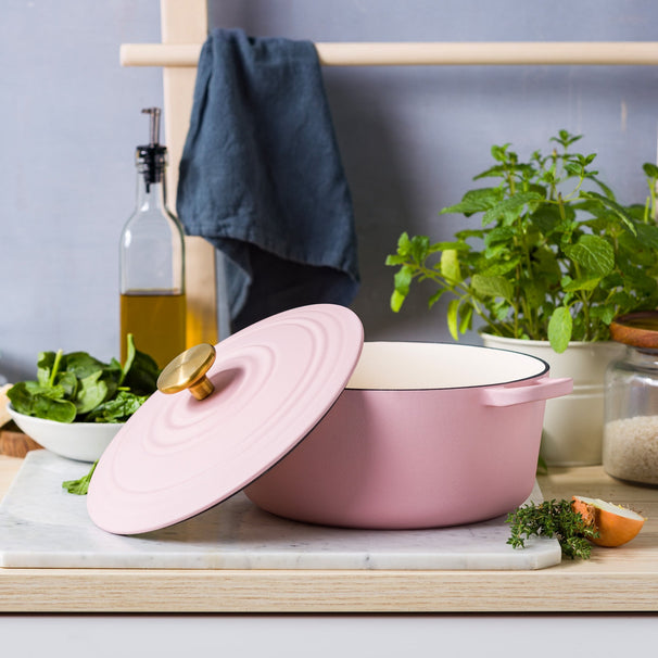 BK Stegegryde Bourgogne Blush Pink Støbejern ø 24 cm / 4,2 Liter - emaljeret non-stick belægning