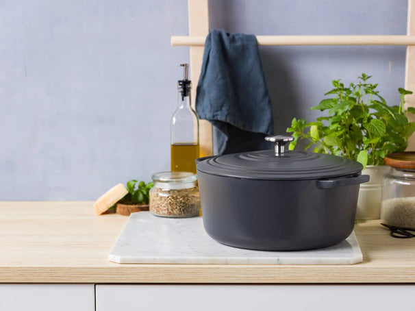 BK Stegegryde Bourgogne Earl Grey Støbejern ø 28 cm / 6,7 Liter - emaljeret non-stick belægning