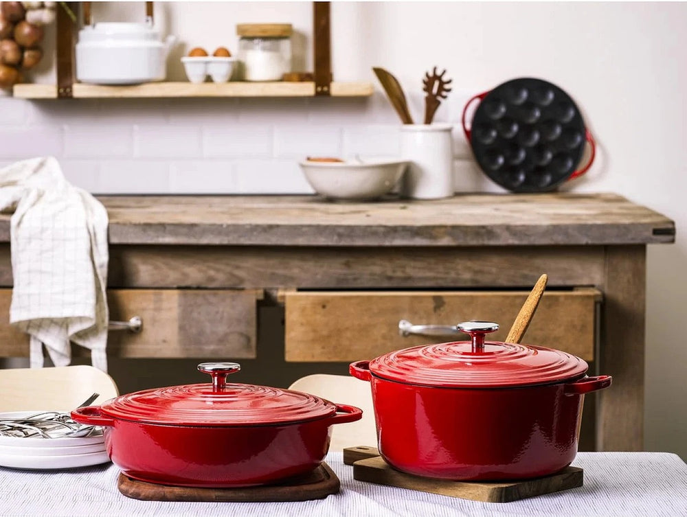 BK Lage Braadpan Bourgogne Chili Red Gietijzer ø 28 cm - sfeerbeeld 1