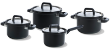 BK Pannenset Flow Cool Sort 4-delt - RVS - Kogepande ø 16, 18, 20 cm & Stegepande ø 16 cm