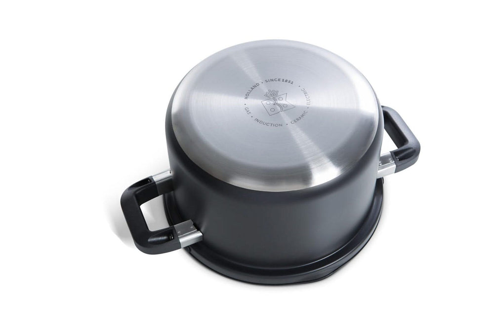 BK Pannenset Flow Cool Sort 4-delt - RVS - Kogepande ø 16, 18, 20 cm & Stegepande ø 16 cm