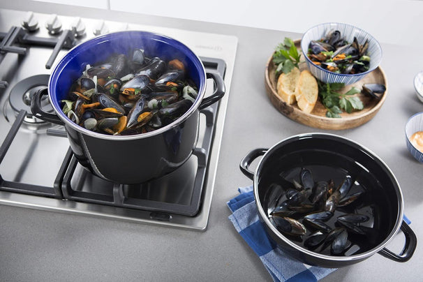 BK Muslingegryde Fortalit Emalje Sort ø 22 cm / 5 Liter - emaljeret non-stick belægning