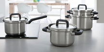BK Pannenset Flow Cool RVS 4-delig - Kookpan ø 16, 18 & 20 cm & Steelpan ø 16 cm - sfeerbeeld 1