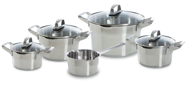 BK Grydesæt Premium+ Rustfrit Stål 5-delt - Gryde ø 16, 18 & 20 cm, Kasserolle ø 16 cm & Suppegryde ø 24 cm