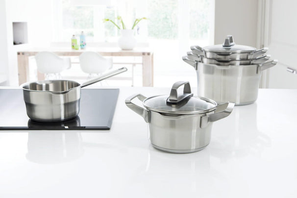 BK Grydesæt Premium+ Rustfrit Stål 5-delt - Gryde ø 16, 18 & 20 cm, Kasserolle ø 16 cm & Suppegryde ø 24 cm