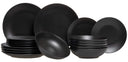 Studio Tavola Serviesset Black Tie 18-delig / 6 personer - 6 morgenmad/desserttallerkener, 6 dybe tallerkener og 6 middagstallerkener