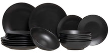 Studio Tavola Serviesset Black Tie 18-delig / 6 personer - 6 morgenmad/desserttallerkener, 6 dybe tallerkener og 6 middagstallerkener