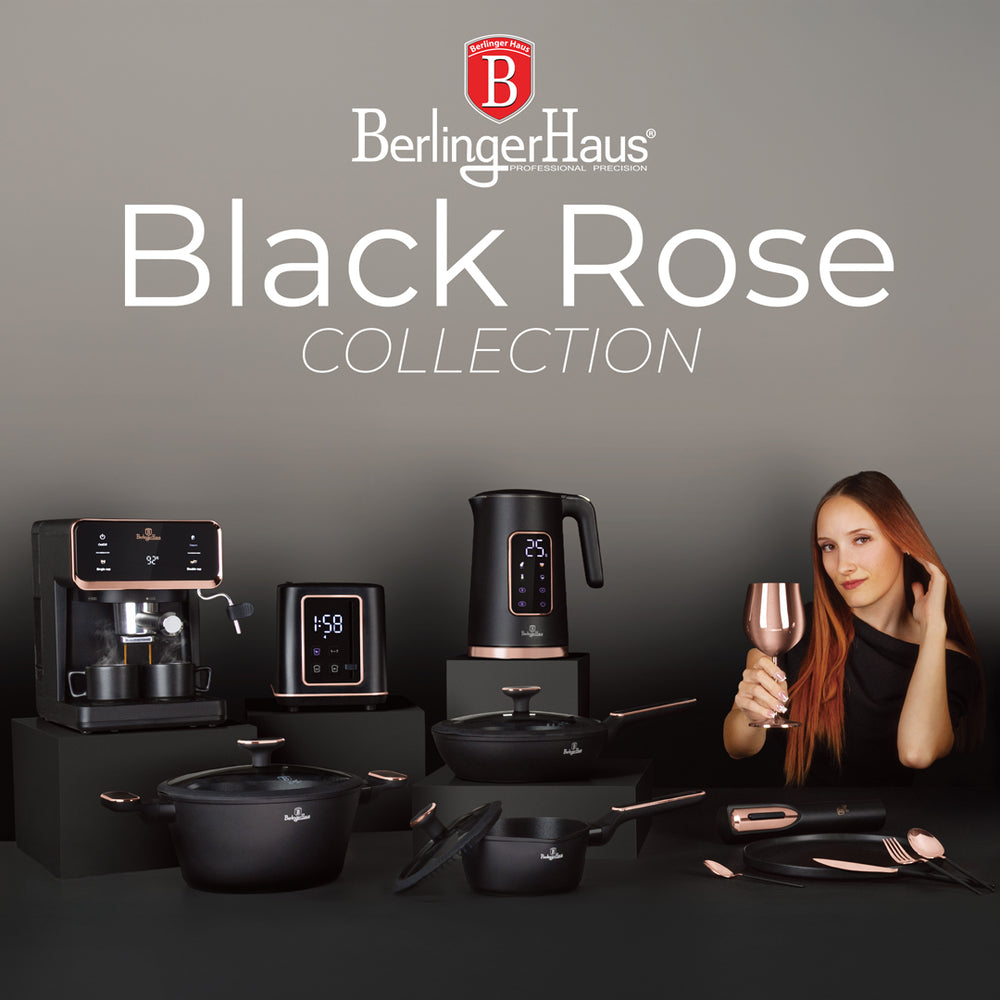 BerlingerHaus Elkande Sort Roséguld - med Termometer - 1.7 Liter - 2200W