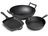 Blackwell Pannenset Gietijzer 3-Delig Grillpan 23 x 23 cm, Koekenpan ø 25 cm & Wok ø 32 cm - egnet til alle varmekilder - uden non-stick belægning