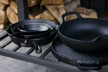 Blackwell Pannenset Gietijzer 2-Delig Koekenpan ø 25 cm & Grillpan 23 x 23 cm - egnet til alle varmekilder - uden non-stick belægning